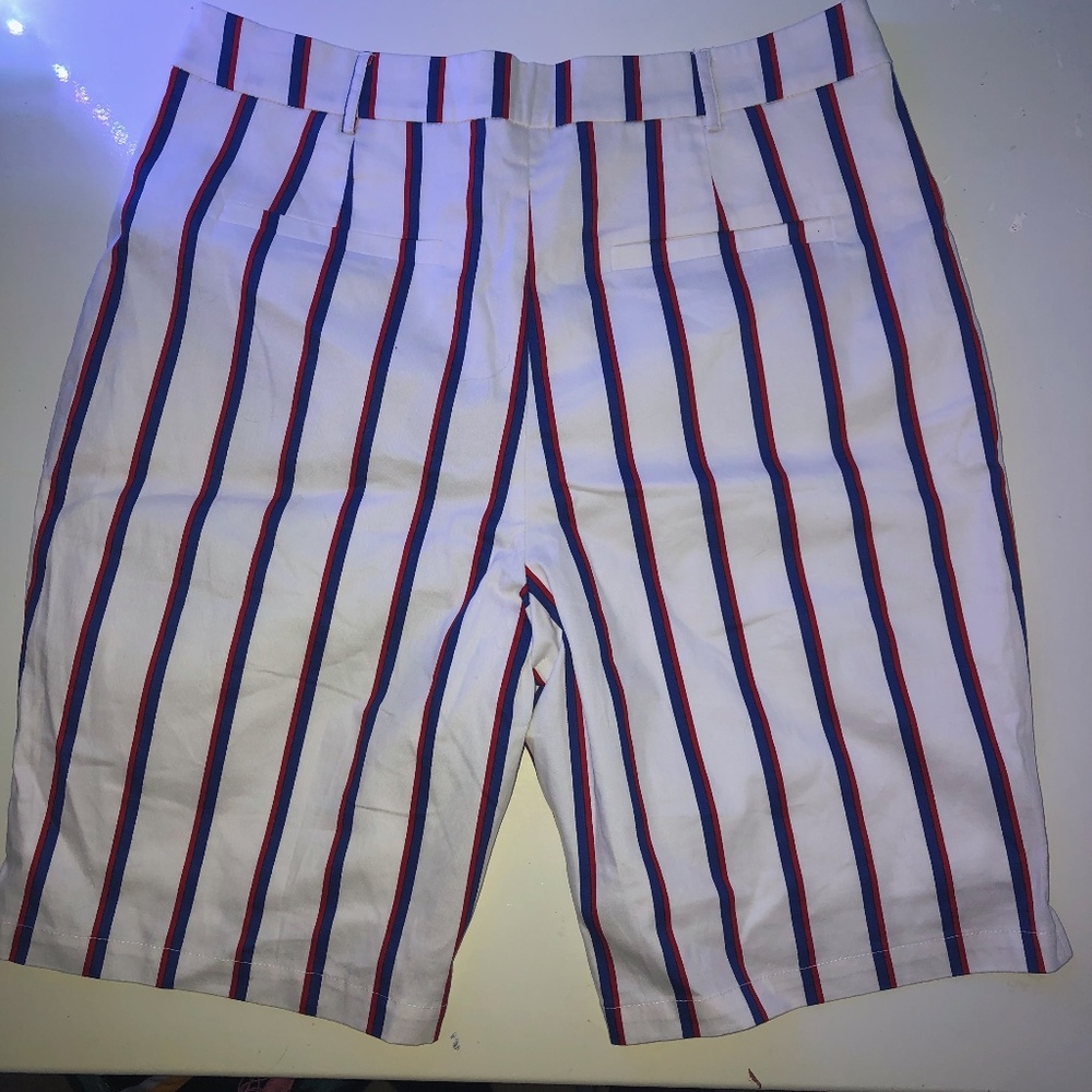 Women's Stripe Stretch Cotton Bermuda Shorts